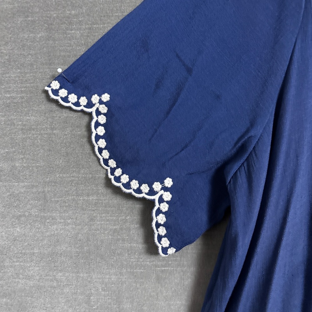 Coldwater Creek Top 2x Blue Embroidered Tunic Lig… - image 5